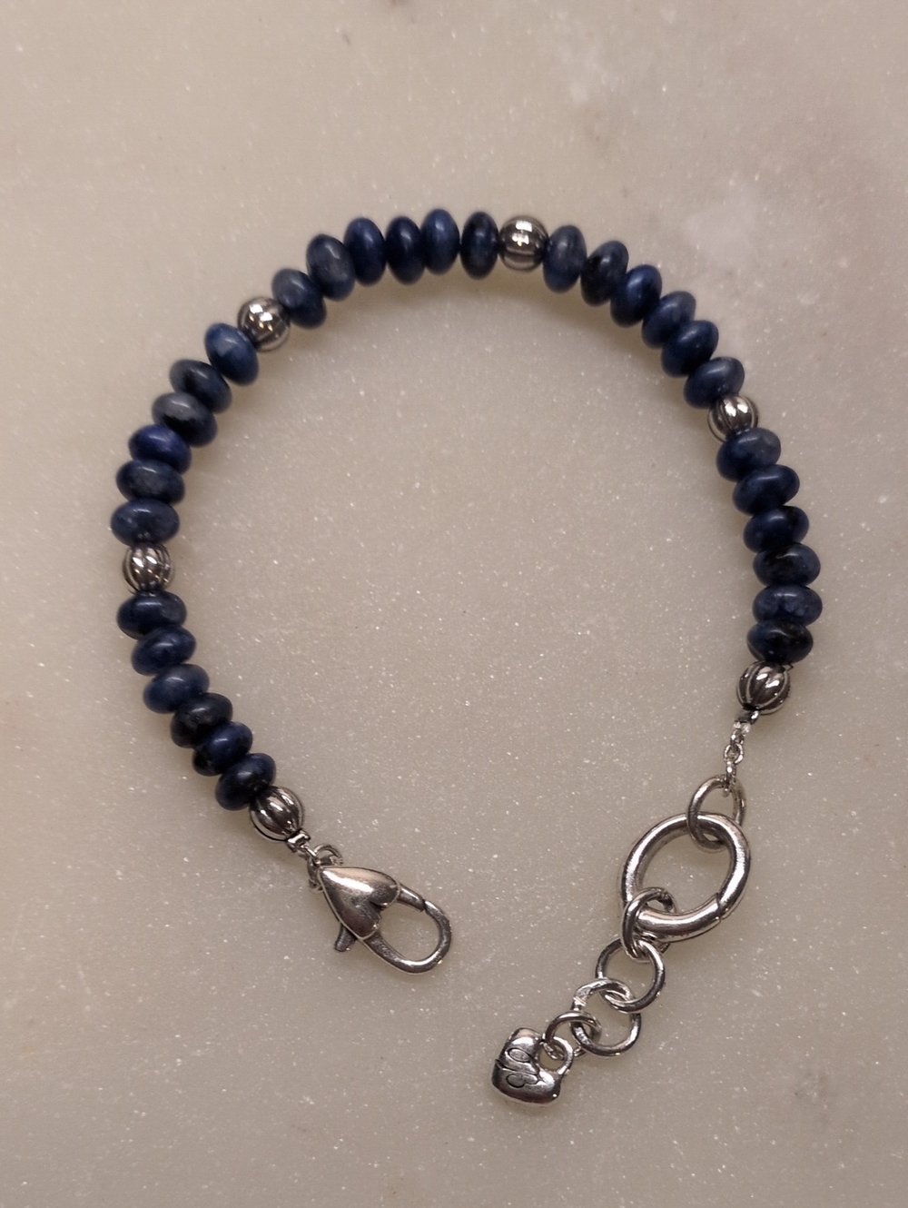 Brighton Lapis Lazuli Blue Beaded Charm Holder Bracelet - Custom, Like New!